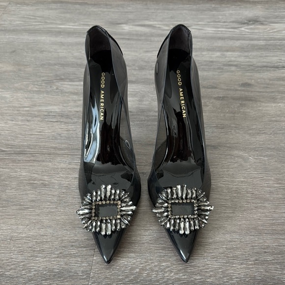 Good American Shoes - Good American Cinder-F*CKING-RELLA Jeweled Pump In Light Smoke Size 9.5